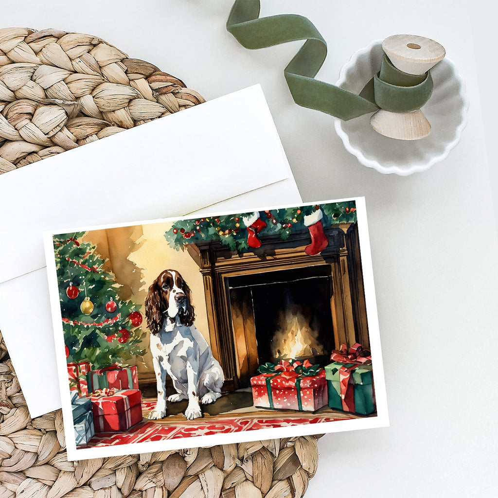 English Springer Spaniel Cozy Christmas Greeting Cards Pack of 8 Blank Cards with Envelopes Whimsical A7 Size 5x7