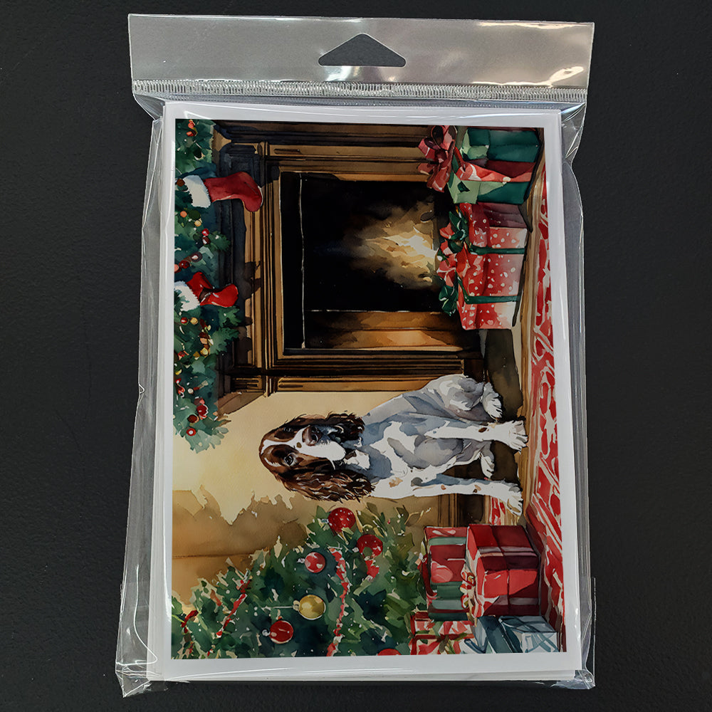 English Springer Spaniel Cozy Christmas Greeting Cards Pack of 8 Blank Cards with Envelopes Whimsical A7 Size 5x7