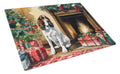English Springer Spaniel Cozy Christmas Cutting Board Tempered Glass Kitchen Cutting Surface, Heat Resistant Chopping, Non-Slip Feet, Food Prep & Serving