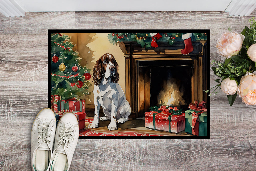 English Springer Spaniel Cozy Christmas Doormat Indoor Outdoor 18H X 27W Front Door Mat Rugs for Entryway, Non Slip Washable