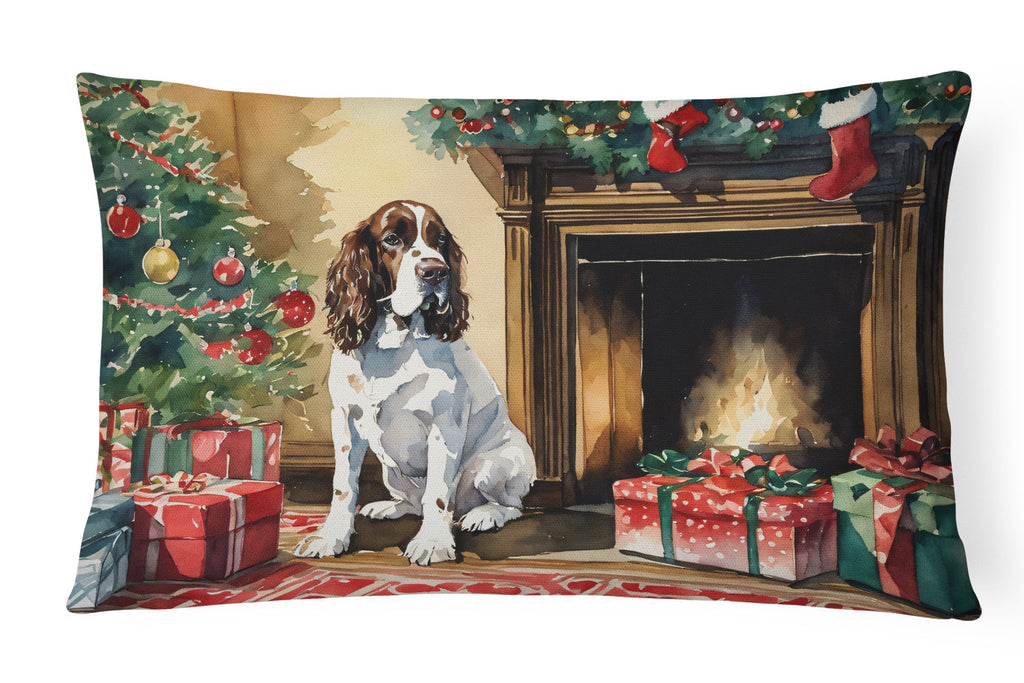 English Springer Spaniel Cozy Christmas Decorative Throw Pillow 12x16 Indoor Outdoor Accent Cushion, Fabric Cover with Insert for Sofa, Bed, Porch & Living Room