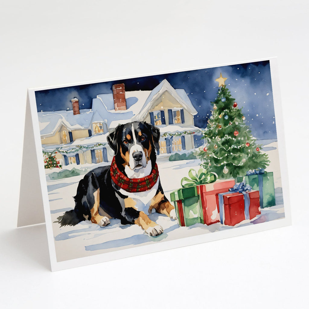 Entlebucher Mountain Dog Cozy Christmas Greeting Cards Pack of 8 Blank Cards with Envelopes Whimsical A7 Size 5x7