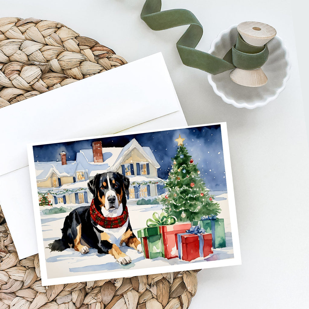Entlebucher Mountain Dog Cozy Christmas Greeting Cards Pack of 8 Blank Cards with Envelopes Whimsical A7 Size 5x7