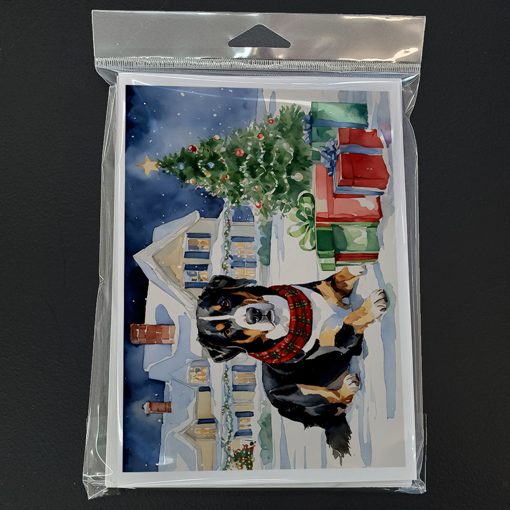 Entlebucher Mountain Dog Cozy Christmas Greeting Cards Pack of 8 Blank Cards with Envelopes Whimsical A7 Size 5x7