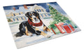 Entlebucher Mountain Dog Cozy Christmas Cutting Board Tempered Glass Kitchen Cutting Surface, Heat Resistant Chopping, Non-Slip Feet, Food Prep & Serving