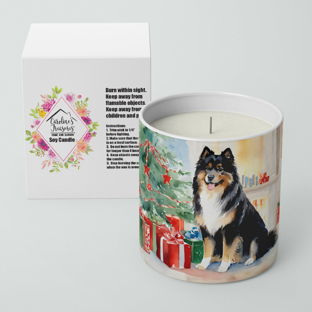 Finnish Lapphund Cozy Christmas Decorative Soy Candle Nature Soy Wax Essential Oil Home Decor Ideal for Bedroom Kitchen Bath Office Gift, 10 oz