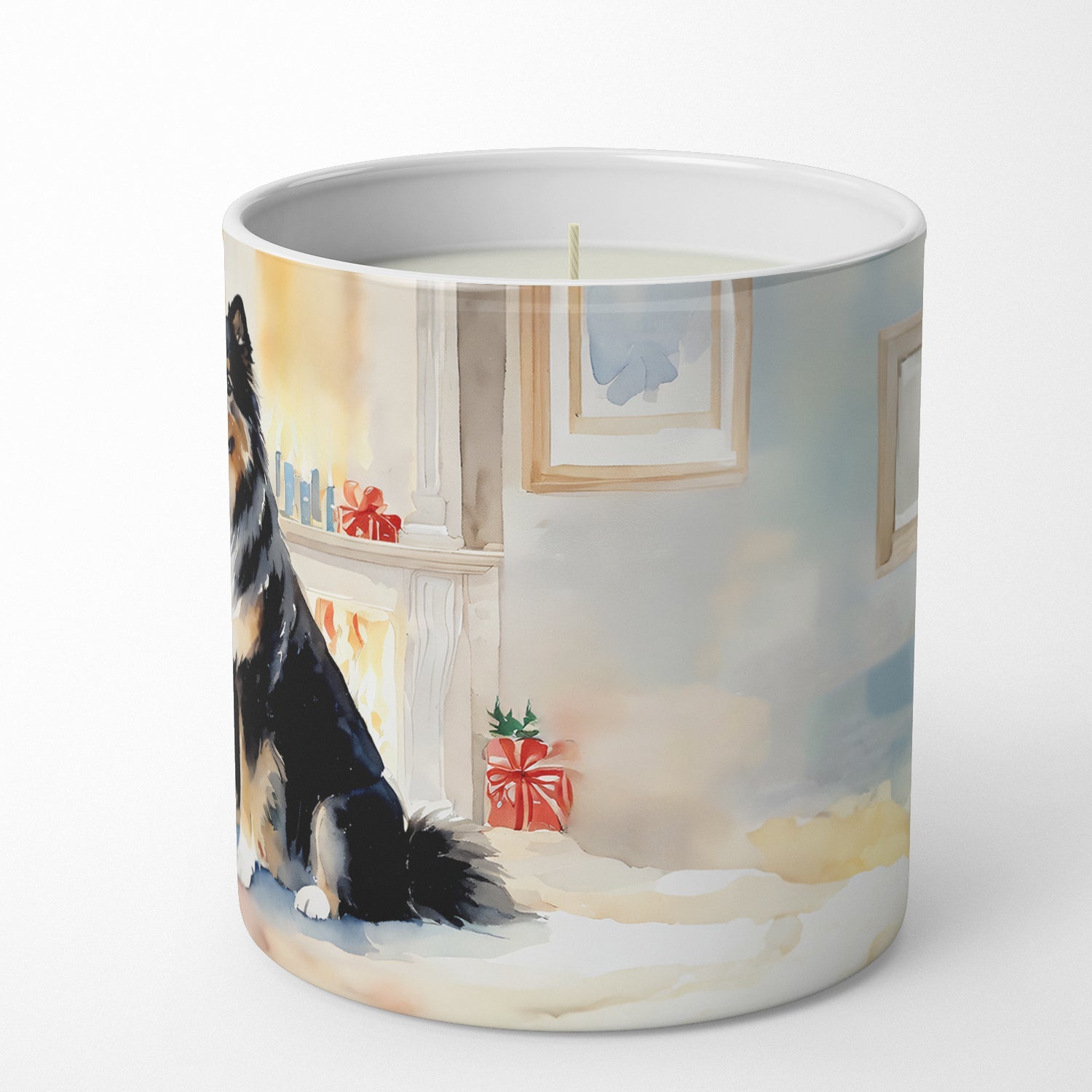 Finnish Lapphund Cozy Christmas Decorative Soy Candle Nature Soy Wax Essential Oil Home Decor Ideal for Bedroom Kitchen Bath Office Gift, 10 oz