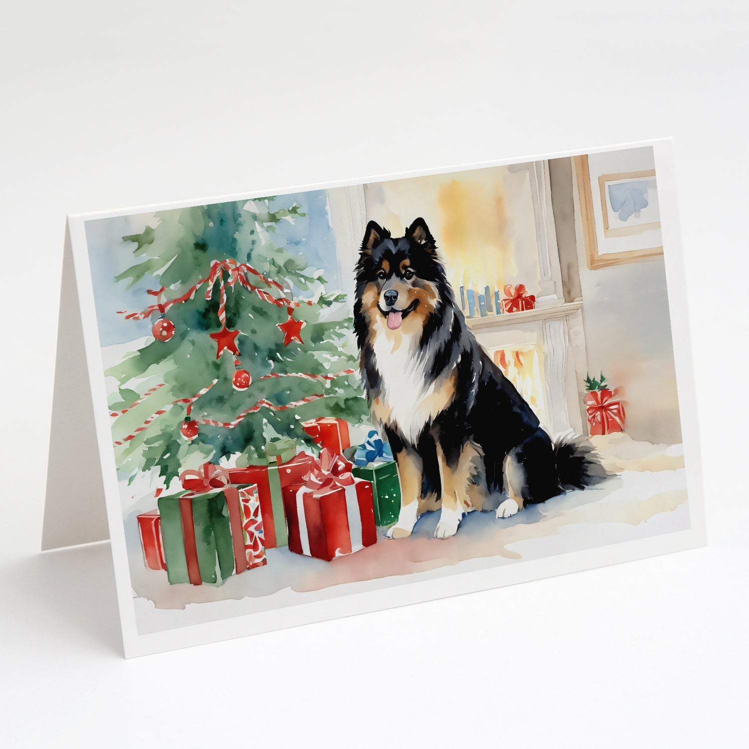 Finnish Lapphund Cozy Christmas Greeting Cards Pack of 8 Blank Cards with Envelopes Whimsical A7 Size 5x7
