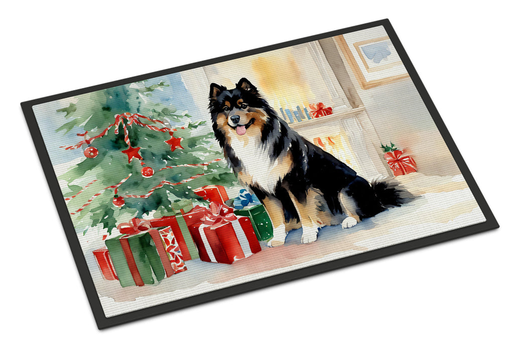 Finnish Lapphund Cozy Christmas Doormat Indoor Outdoor 24H X 36W Front Door Mat Rugs for Entryway, Non Slip Washable Low Pile,