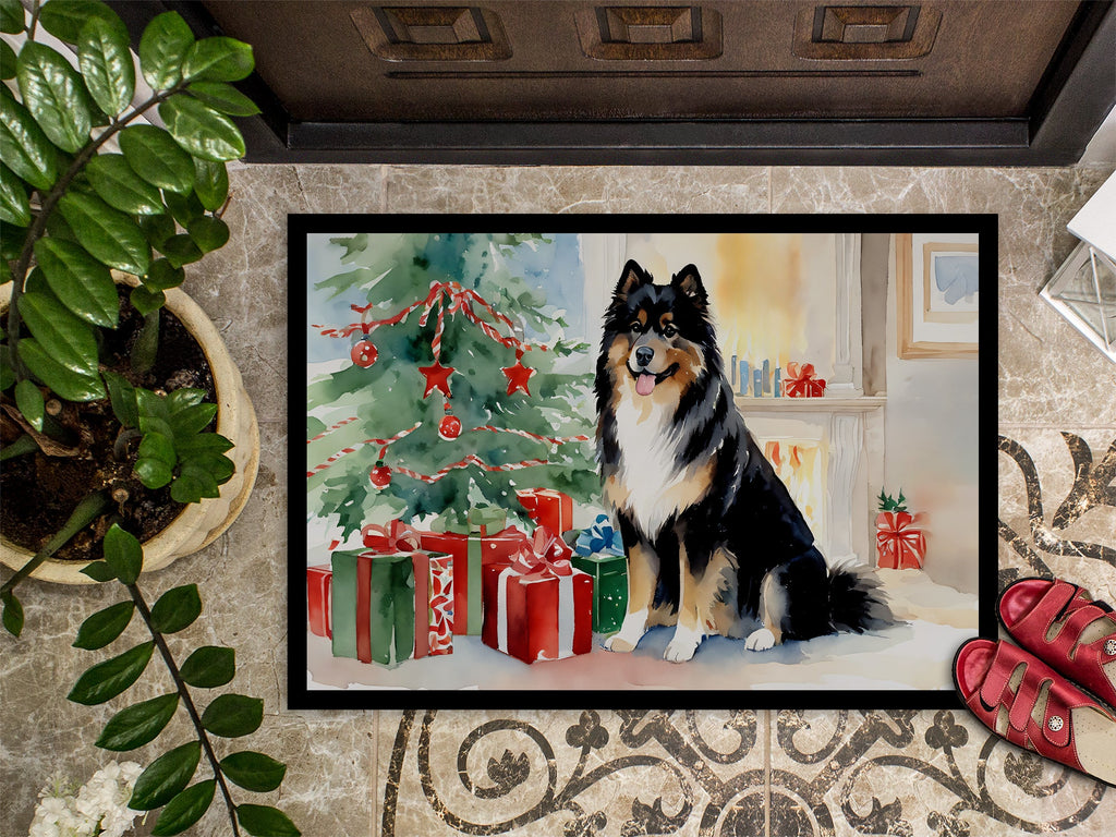 Finnish Lapphund Cozy Christmas Doormat Indoor Outdoor 18H X 27W Front Door Mat Rugs for Entryway, Non Slip Washable
