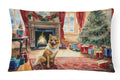 Finnish Spitz Cozy Christmas Decorative Throw Pillow 12x16 Indoor Outdoor Accent Cushion, Fabric Cover with Insert for Sofa, Bed, Porch & Living Room
