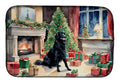 Flat-Coated Retriever Cozy Christmas Dish Drying Mat Absorbent Dish Drying Mat Pad for Kitchen Counter Dish Drainer Mat for Countertop, 14 x 21", Multicolor