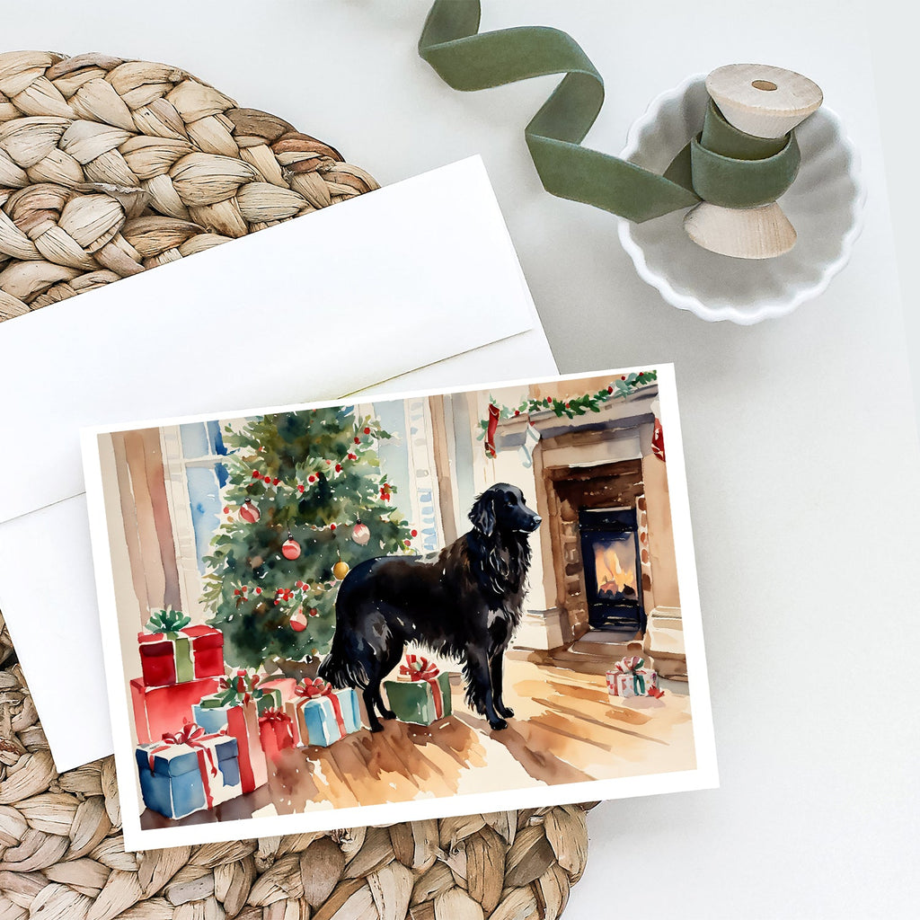 Flat-Coated Retriever Cozy Christmas Greeting Cards Pack of 8 Blank Cards with Envelopes Whimsical A7 Size 5x7