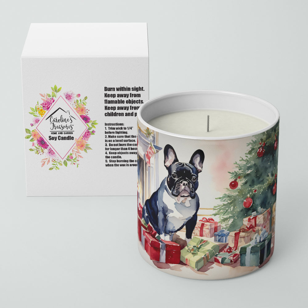 French Bulldog Cozy Christmas Decorative Soy Candle Nature Soy Wax Essential Oil Home Decor Ideal for Bedroom Kitchen Bath Office Gift, 10 oz
