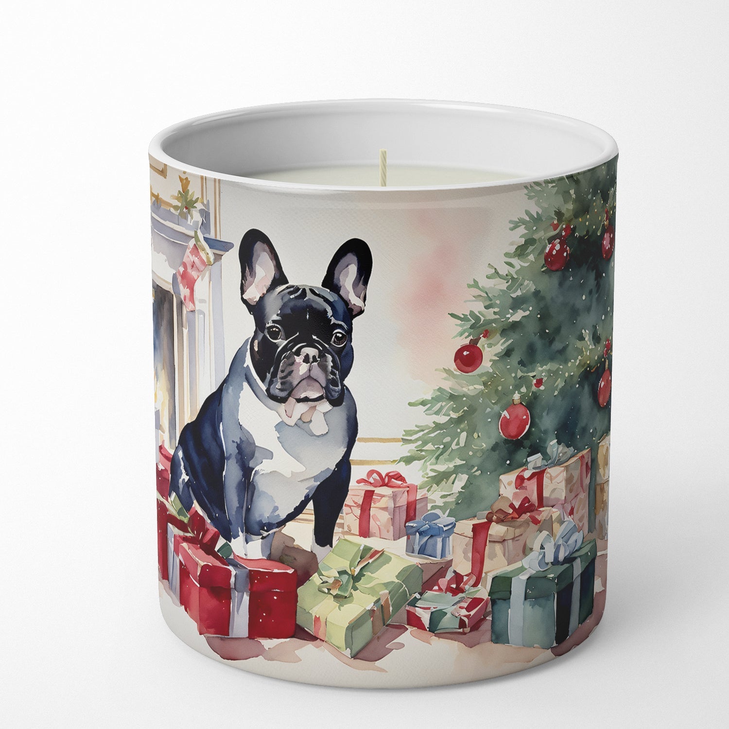French Bulldog Cozy Christmas Decorative Soy Candle Nature Soy Wax Essential Oil Home Decor Ideal for Bedroom Kitchen Bath Office Gift, 10 oz