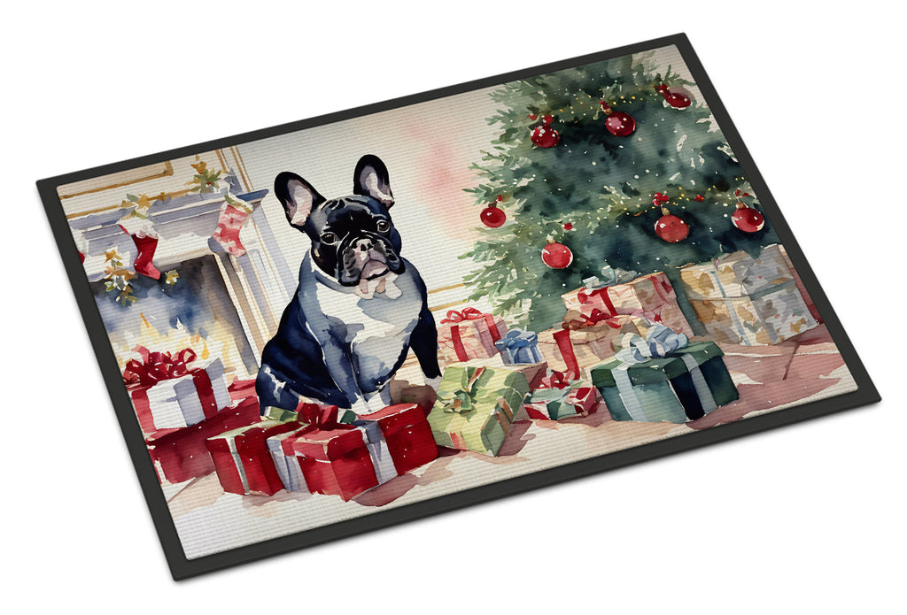French Bulldog Cozy Christmas Doormat Indoor Outdoor 24H X 36W Front Door Mat Rugs for Entryway, Non Slip Washable Low Pile,
