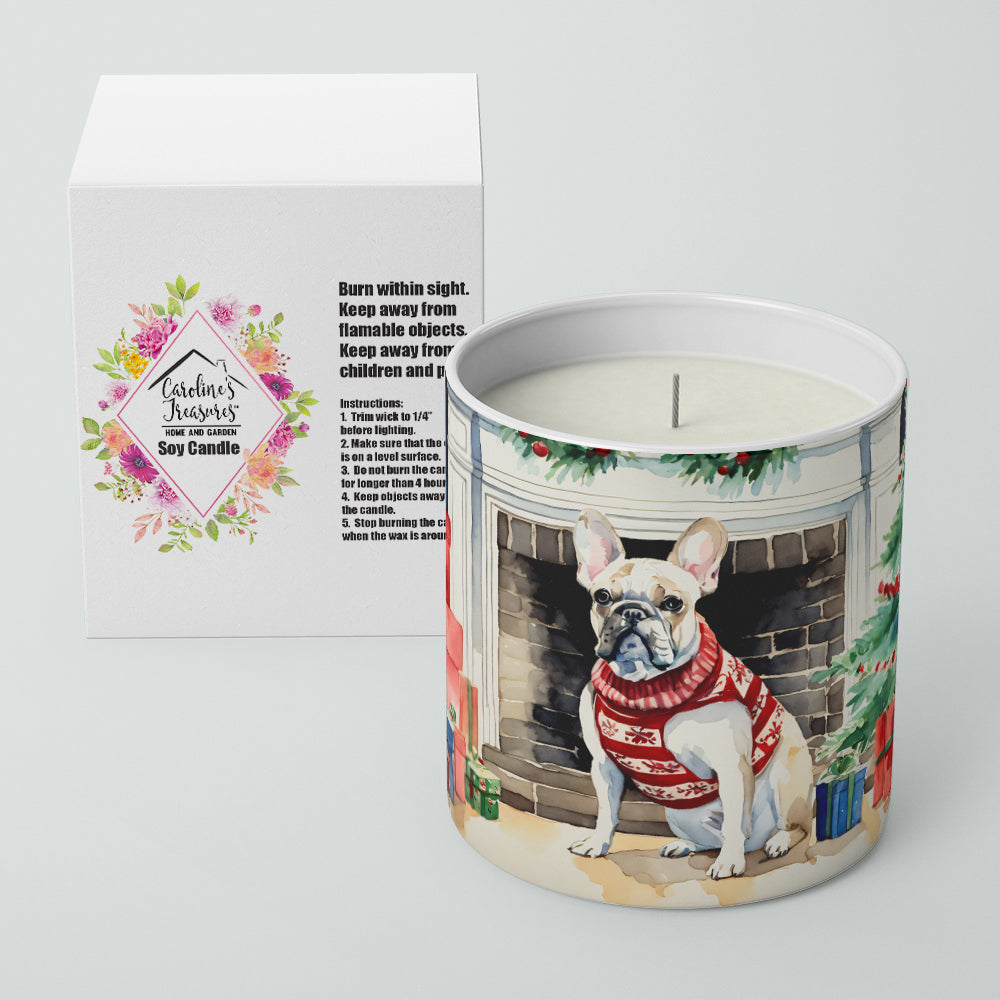 French Bulldog Cozy Christmas Decorative Soy Candle Nature Soy Wax Essential Oil Home Decor Ideal for Bedroom Kitchen Bath Office Gift, 10 oz