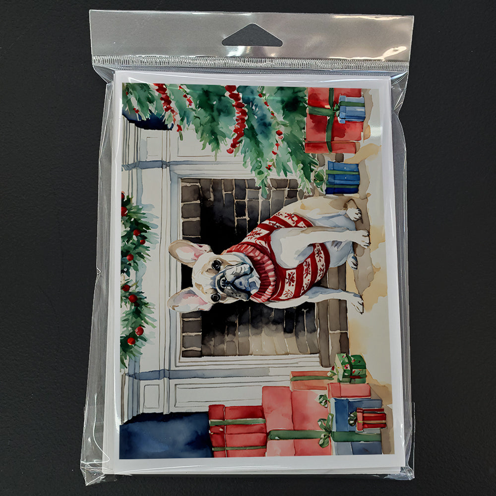 French Bulldog Cozy Christmas Greeting Cards Pack of 8 Blank Cards with Envelopes Whimsical A7 Size 5x7