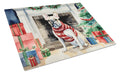French Bulldog Cozy Christmas Cutting Board Tempered Glass Kitchen Cutting Surface, Heat Resistant Chopping, Non-Slip Feet, Food Prep & Serving