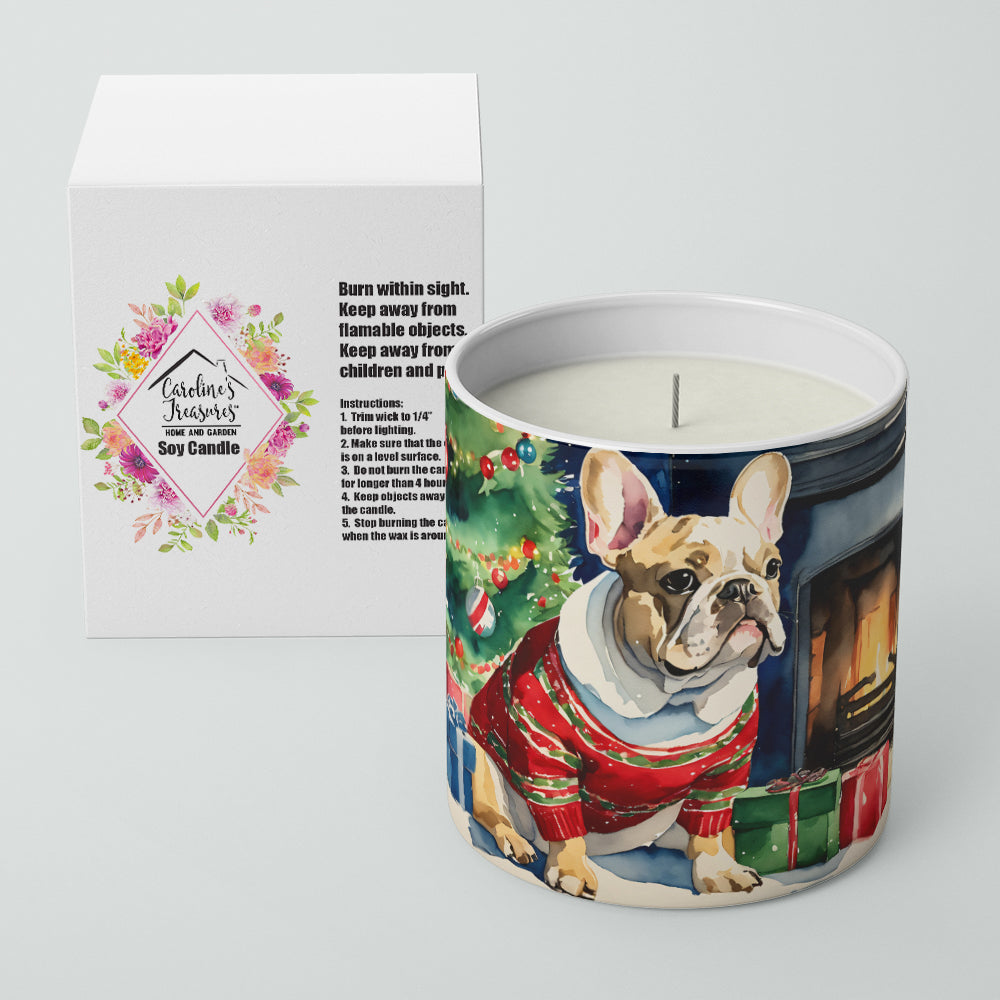 French Bulldog Cozy Christmas Decorative Soy Candle Nature Soy Wax Essential Oil Home Decor Ideal for Bedroom Kitchen Bath Office Gift, 10 oz