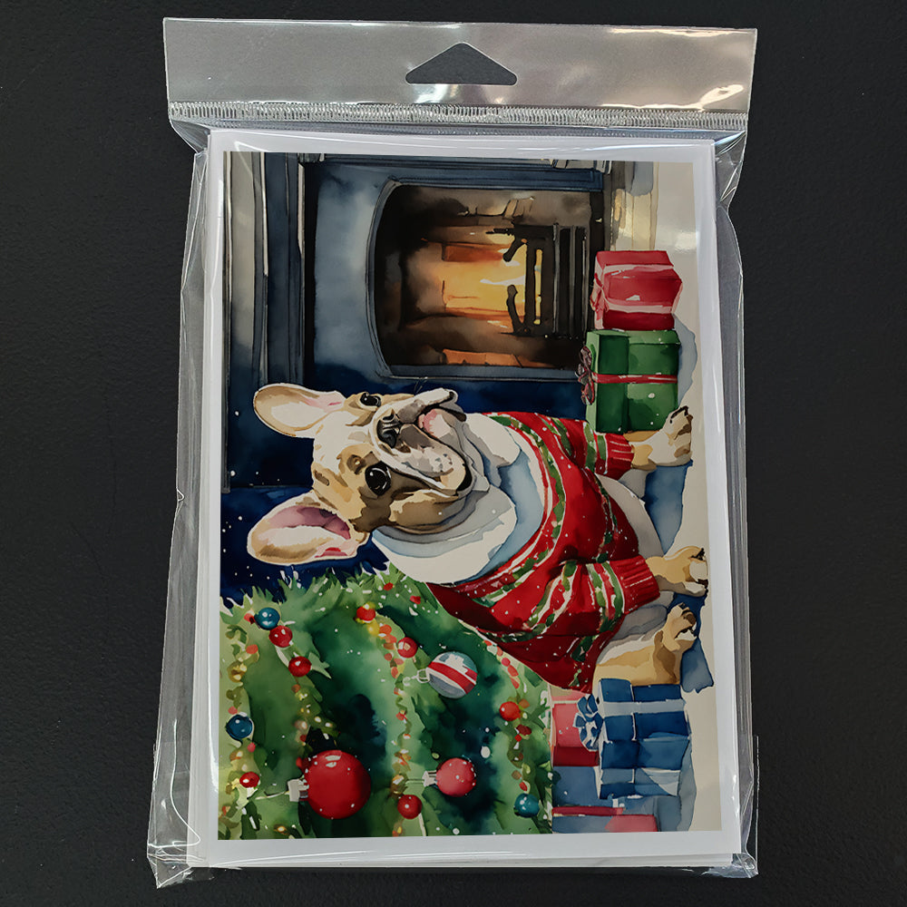French Bulldog Cozy Christmas Greeting Cards Pack of 8 Blank Cards with Envelopes Whimsical A7 Size 5x7