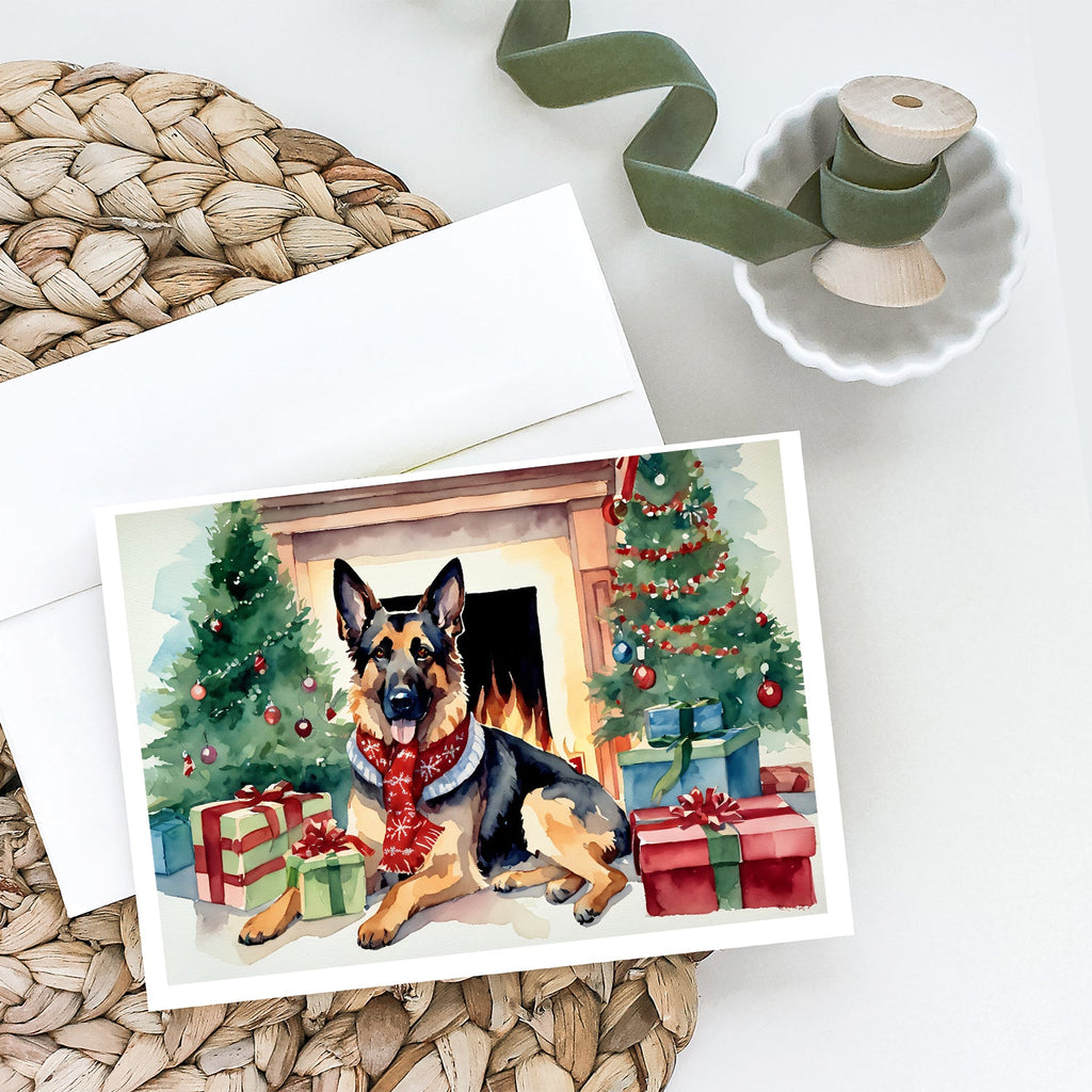 German Shepherd Cozy Christmas Greeting Cards Pack of 8 Blank Cards with Envelopes Whimsical A7 Size 5x7