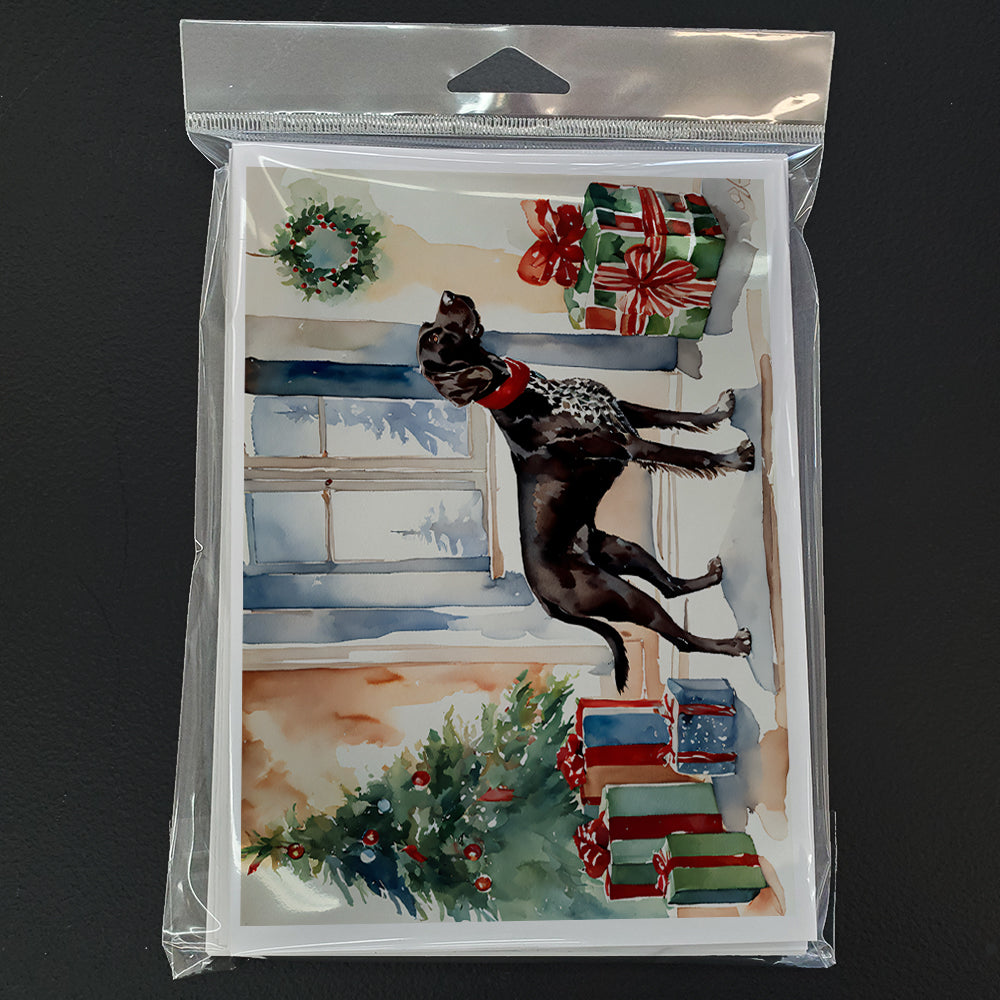 German Shorthaired Pointer Cozy Christmas Greeting Cards Pack of 8 Blank Cards with Envelopes Whimsical A7 Size 5x7