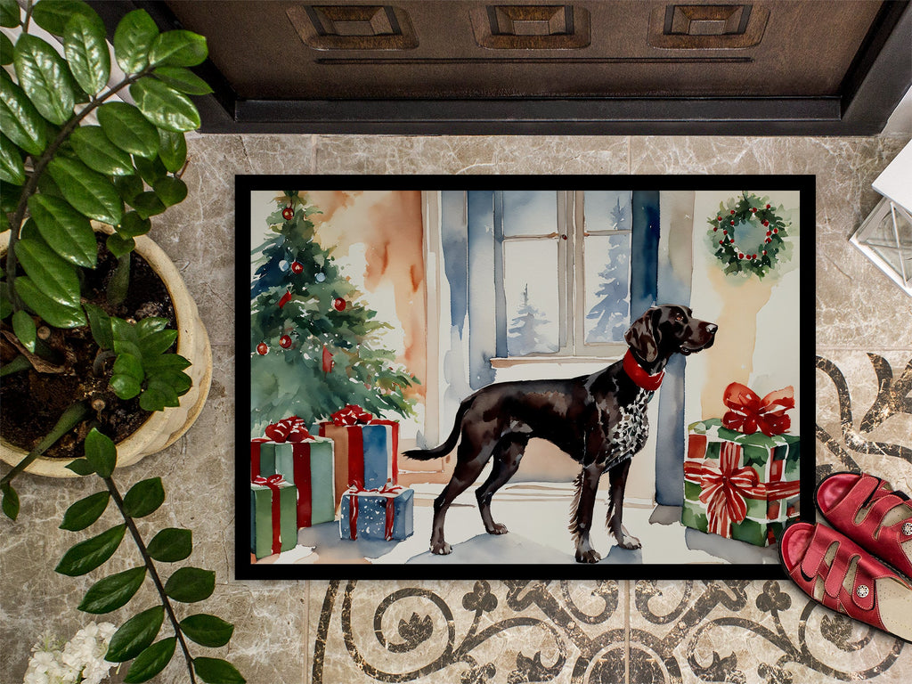 German Shorthaired Pointer Cozy Christmas Doormat Indoor Outdoor 24H X 36W Front Door Mat Rugs for Entryway, Non Slip Washable Low Pile,