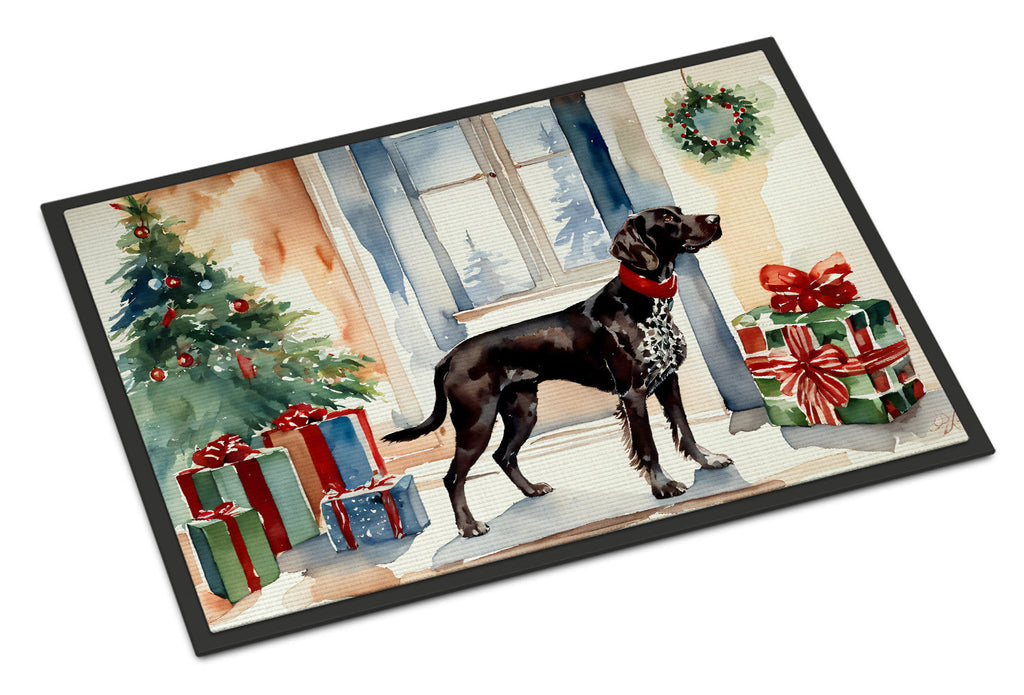 German Shorthaired Pointer Cozy Christmas Doormat Indoor Outdoor 18H X 27W Front Door Mat Rugs for Entryway, Non Slip Washable