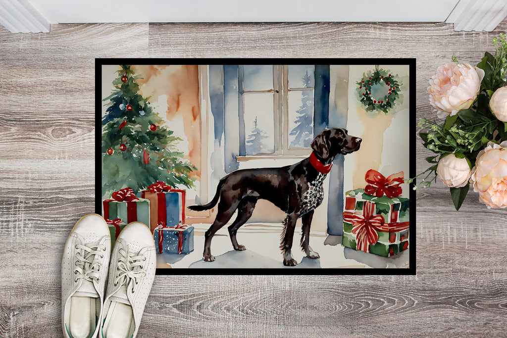 German Shorthaired Pointer Cozy Christmas Doormat Indoor Outdoor 18H X 27W Front Door Mat Rugs for Entryway, Non Slip Washable