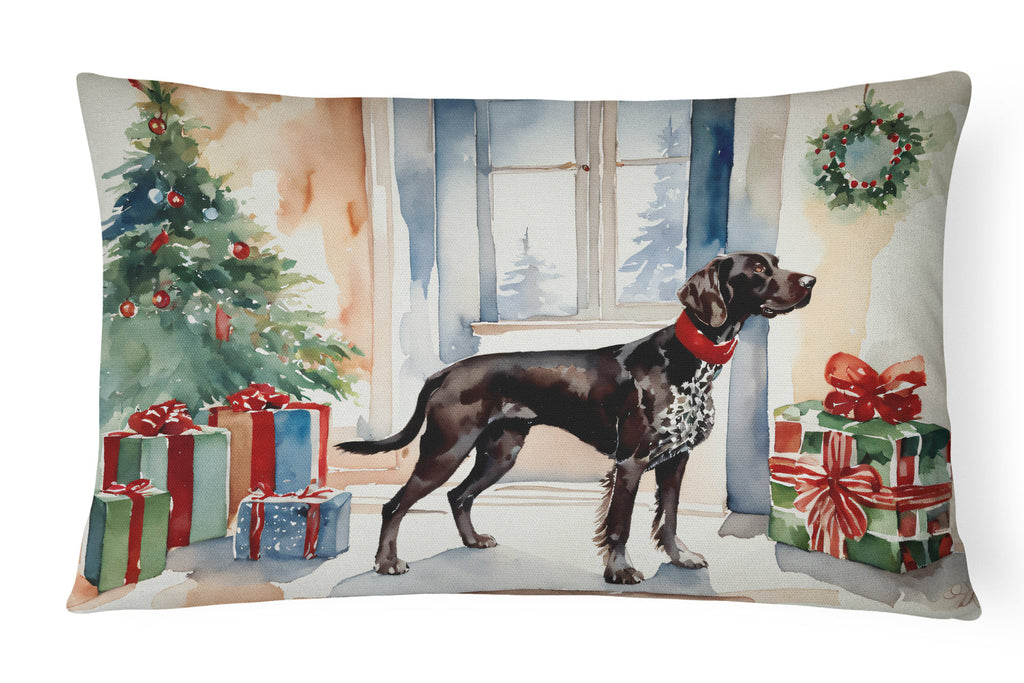 German Shorthaired Pointer Cozy Christmas Decorative Throw Pillow 12x16 Indoor Outdoor Accent Cushion, Fabric Cover with Insert for Sofa, Bed, Porch & Living Room