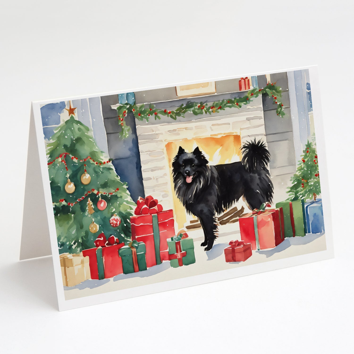 German Spitz Cozy Christmas Greeting Cards Pack of 8 Blank Cards with Envelopes Whimsical A7 Size 5x7