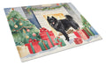 German Spitz Cozy Christmas Cutting Board Tempered Glass Kitchen Cutting Surface, Heat Resistant Chopping, Non-Slip Feet, Food Prep & Serving