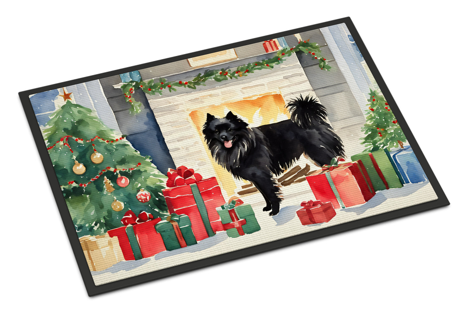 German Spitz Cozy Christmas Doormat Indoor Outdoor 18H X 27W Front Door Mat Rugs for Entryway, Non Slip Washable