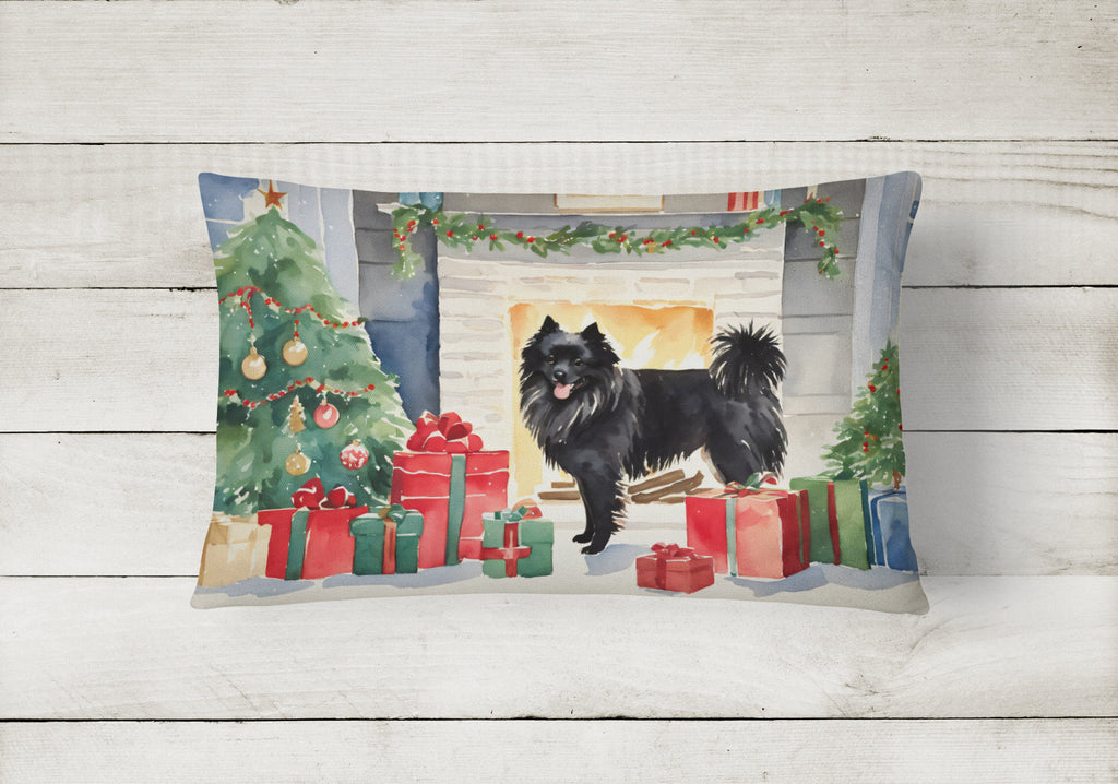 German Spitz Cozy Christmas Decorative Throw Pillow 12x16 Indoor Outdoor Accent Cushion, Fabric Cover with Insert for Sofa, Bed, Porch & Living Room