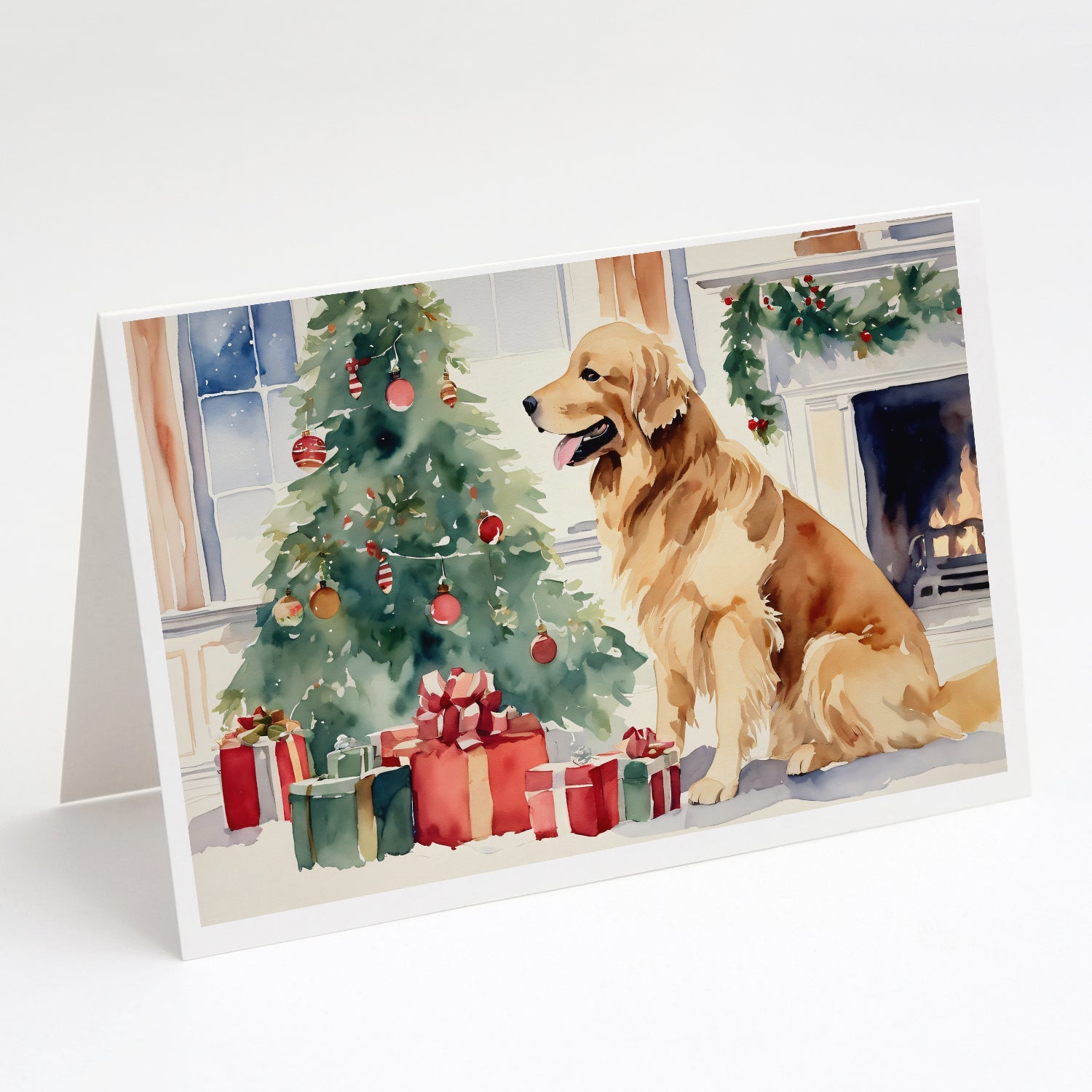 Golden Retriever Cozy Christmas Greeting Cards Pack of 8 Blank Cards with Envelopes Whimsical A7 Size 5x7