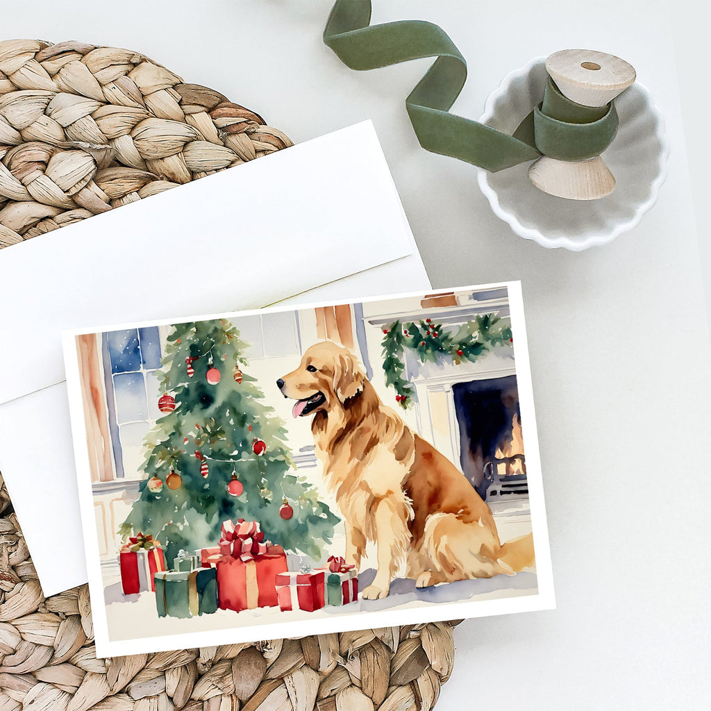 Golden Retriever Cozy Christmas Greeting Cards Pack of 8 Blank Cards with Envelopes Whimsical A7 Size 5x7