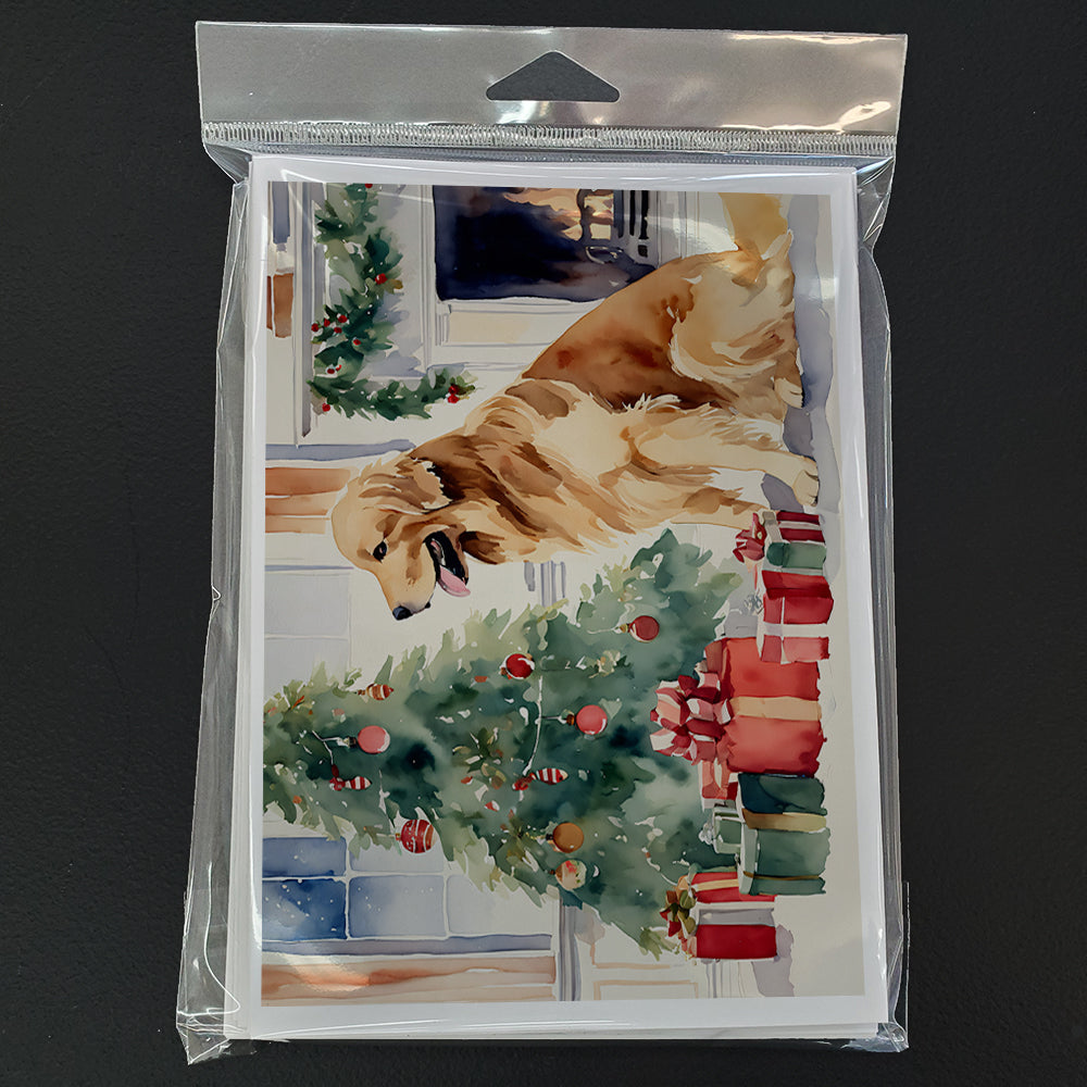 Golden Retriever Cozy Christmas Greeting Cards Pack of 8 Blank Cards with Envelopes Whimsical A7 Size 5x7