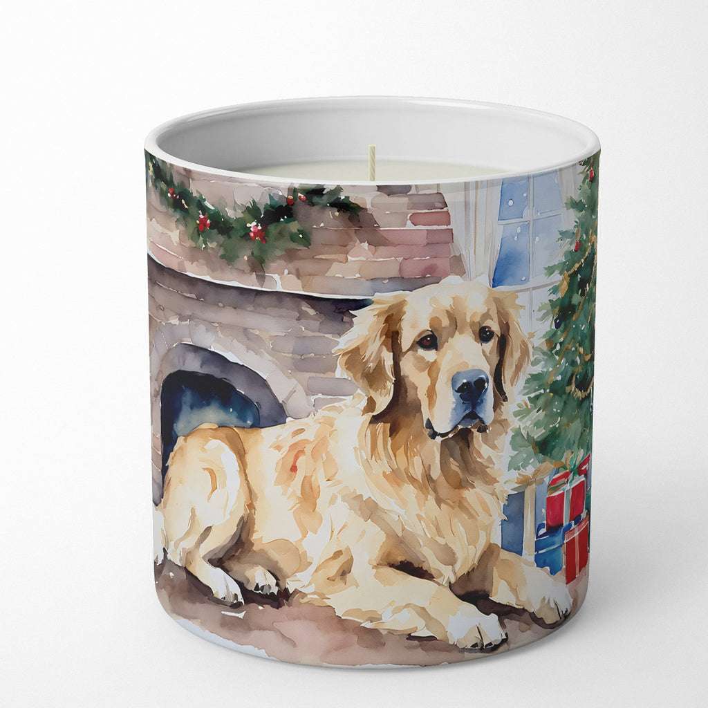 Golden Retriever Cozy Christmas Decorative Soy Candle Nature Soy Wax Essential Oil Home Decor Ideal for Bedroom Kitchen Bath Office Gift, 10 oz