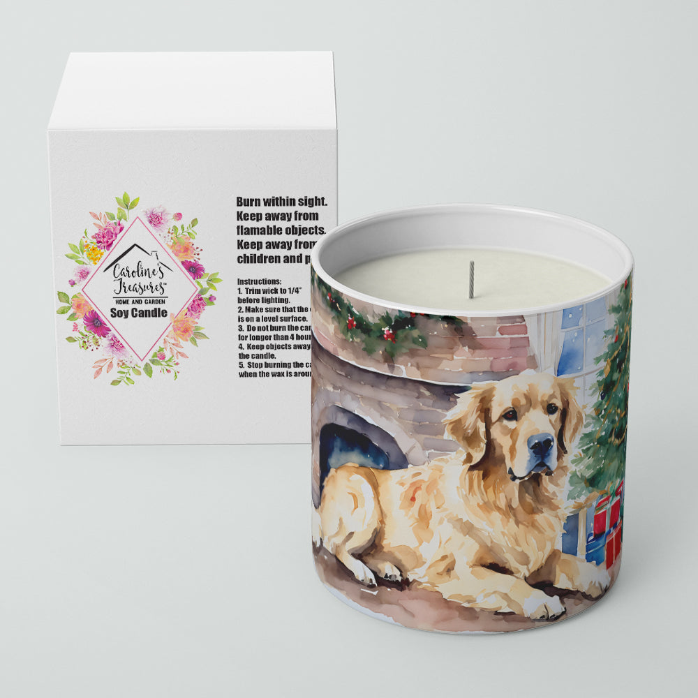 Golden Retriever Cozy Christmas Decorative Soy Candle Nature Soy Wax Essential Oil Home Decor Ideal for Bedroom Kitchen Bath Office Gift, 10 oz