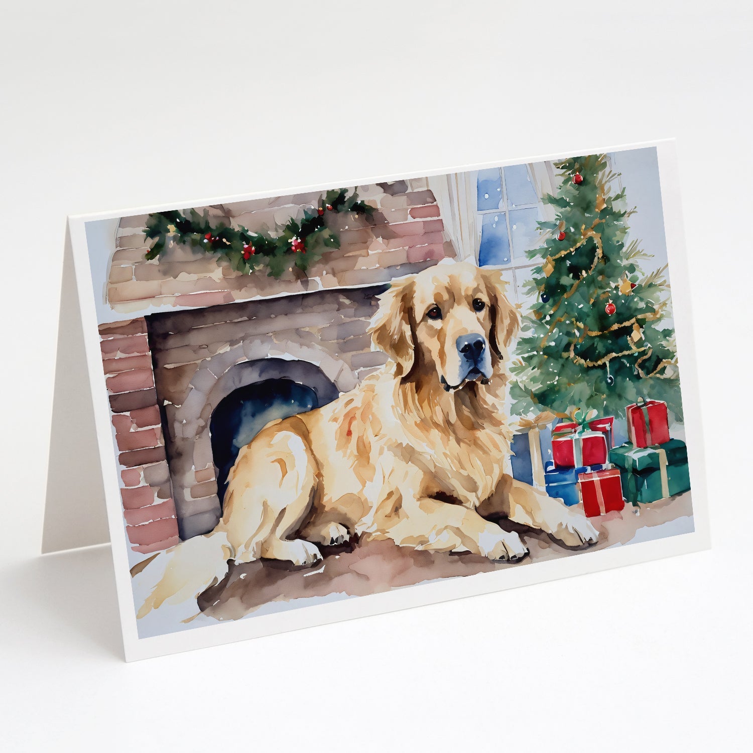 Golden Retriever Cozy Christmas Greeting Cards Pack of 8 Blank Cards with Envelopes Whimsical A7 Size 5x7