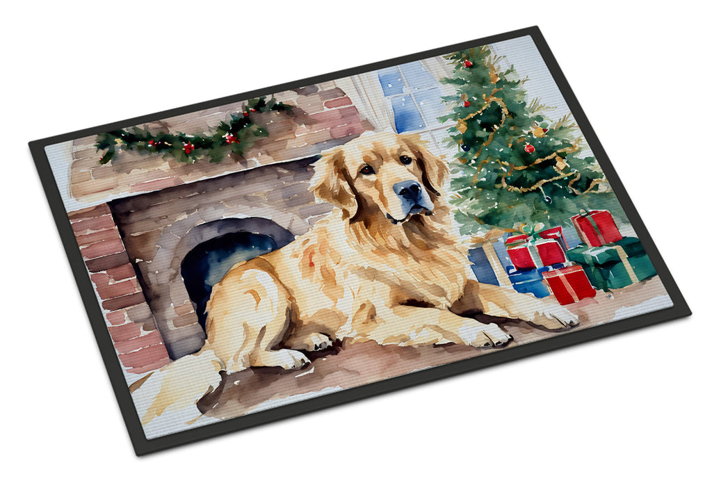 Golden Retriever Cozy Christmas Doormat Indoor Outdoor 24H X 36W Front Door Mat Rugs for Entryway, Non Slip Washable Low Pile,