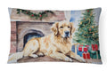 Golden Retriever Cozy Christmas Decorative Throw Pillow 12x16 Indoor Outdoor Accent Cushion, Fabric Cover with Insert for Sofa, Bed, Porch & Living Room