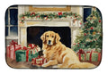 Golden Retriever Cozy Christmas Dish Drying Mat Absorbent Dish Drying Mat Pad for Kitchen Counter Dish Drainer Mat for Countertop, 14 x 21", Multicolor