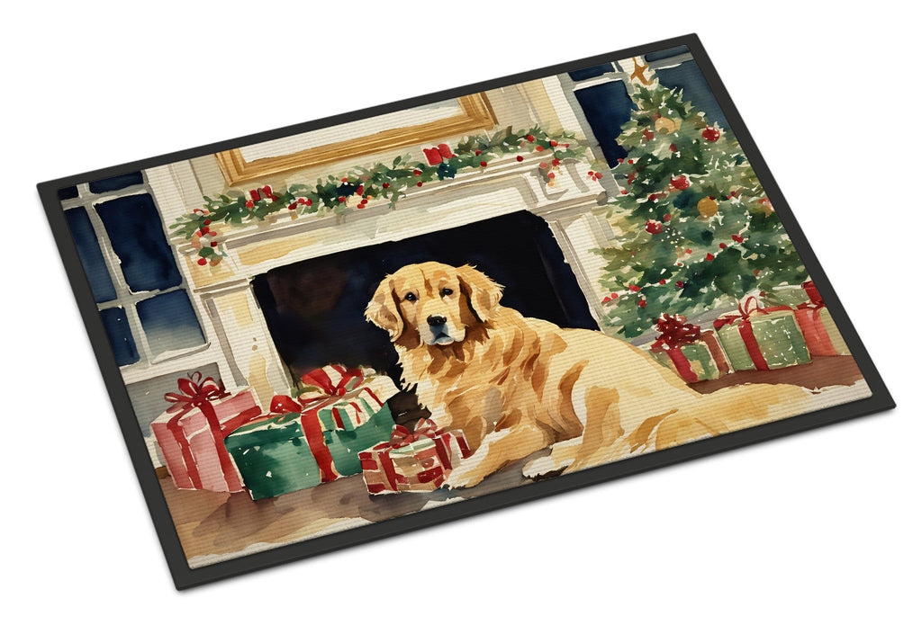 Golden Retriever Cozy Christmas Doormat Indoor Outdoor 18H X 27W Front Door Mat Rugs for Entryway, Non Slip Washable