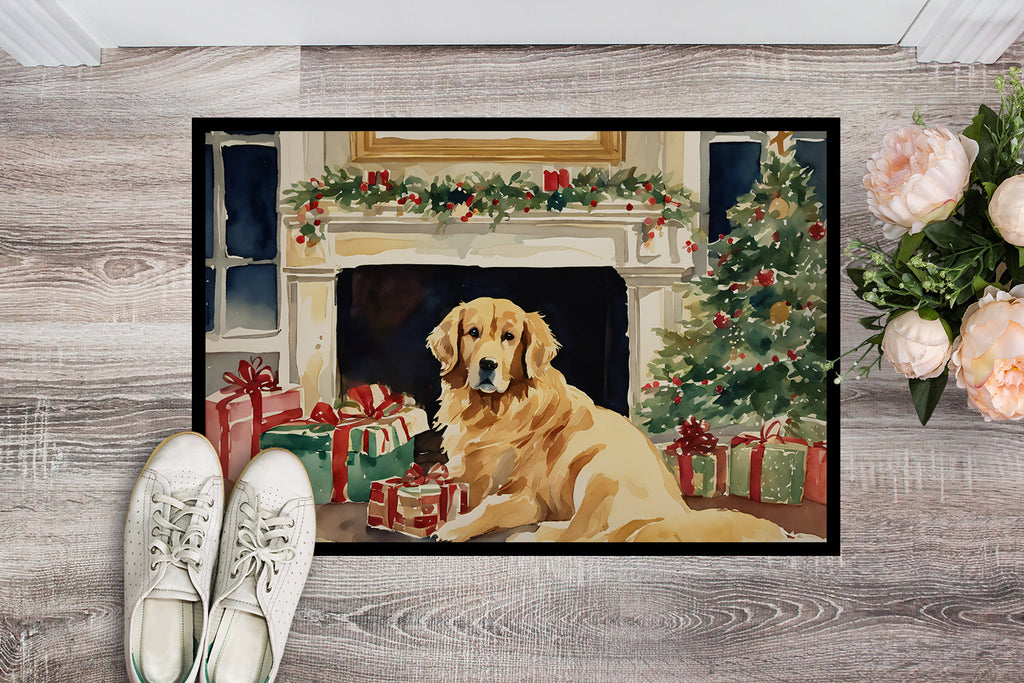 Golden Retriever Cozy Christmas Doormat Indoor Outdoor 18H X 27W Front Door Mat Rugs for Entryway, Non Slip Washable