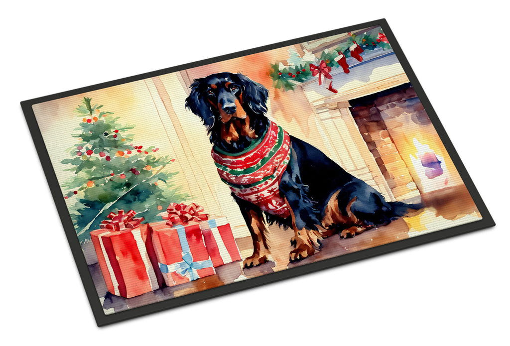 Gordon Setter Cozy Christmas Doormat Indoor Outdoor 24H X 36W Front Door Mat Rugs for Entryway, Non Slip Washable Low Pile,