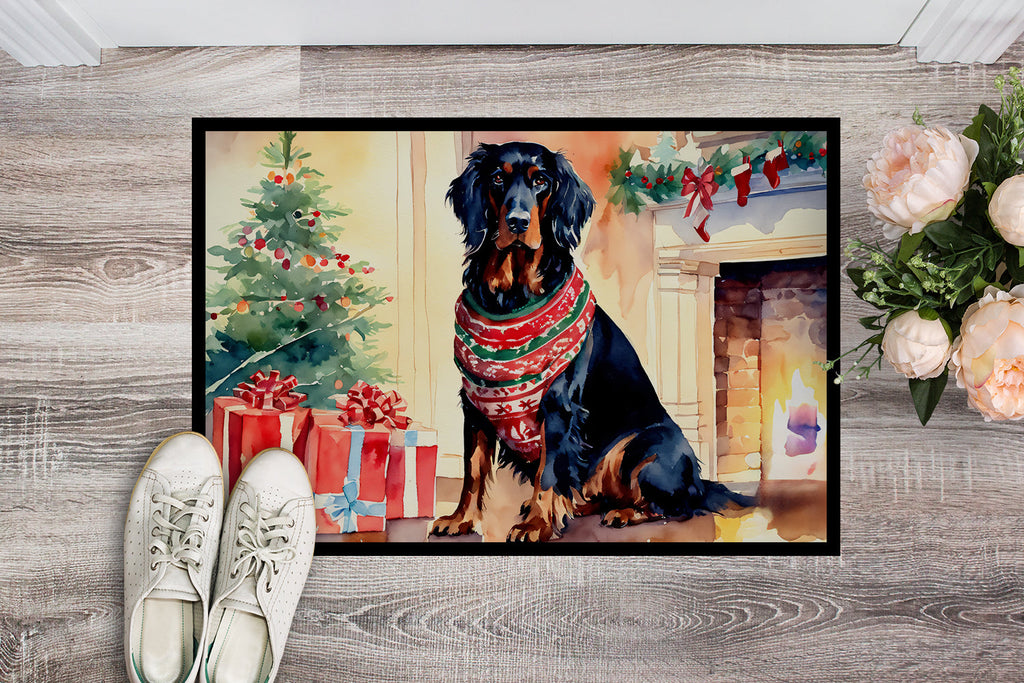 Gordon Setter Cozy Christmas Doormat Indoor Outdoor 18H X 27W Front Door Mat Rugs for Entryway, Non Slip Washable