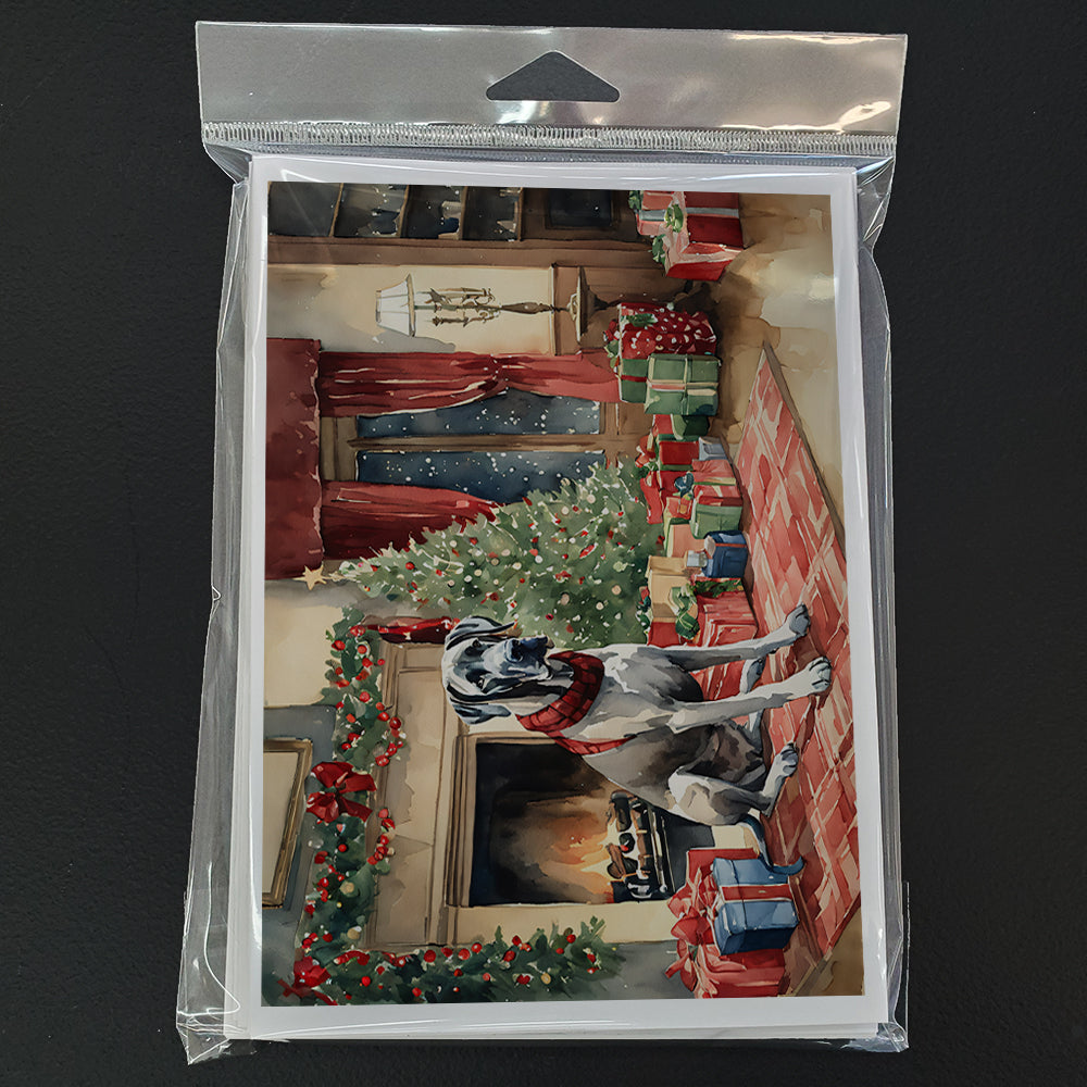 Great Dane Cozy Christmas Greeting Cards Pack of 8 Blank Cards with Envelopes Whimsical A7 Size 5x7