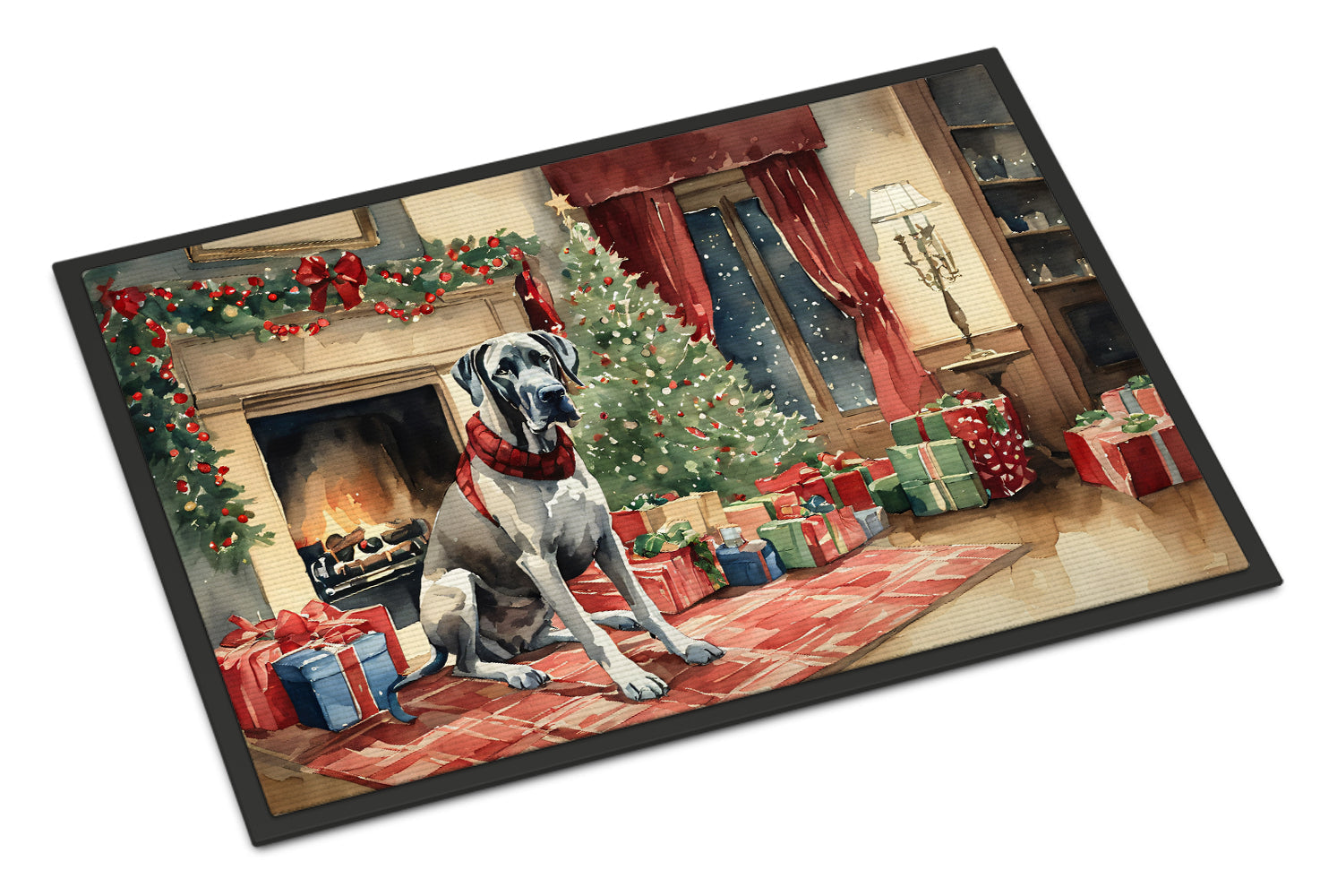 Great Dane Cozy Christmas Doormat Indoor Outdoor 24H X 36W Front Door Mat Rugs for Entryway, Non Slip Washable Low Pile,
